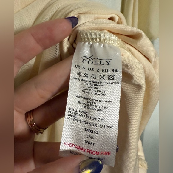 Oh Polly Odyssey Fluted Long Sleeve Mini Dress in Ivory Size US 2 - Picture 9 of 10